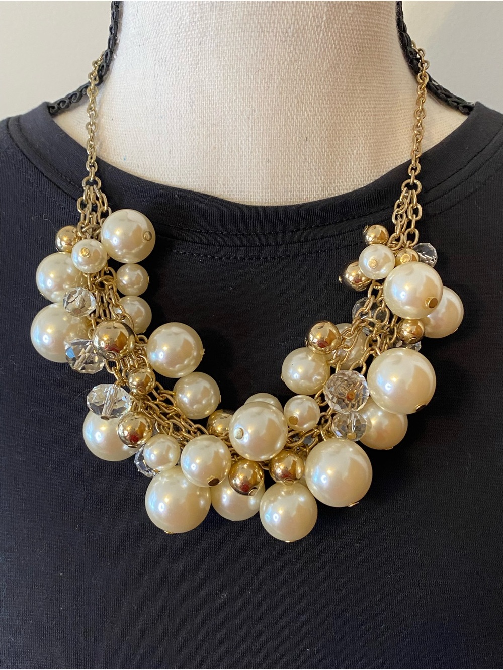 The Limited Gold-Tone and Ivory Faux Pearl Cluster Necklace